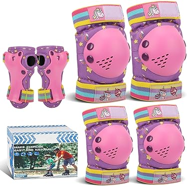 Protections Vélo Enfant SYOSIN – Set De 6 Coussinets Rose/blanc, 3-9 Ans