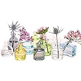 CHIVE ‘Loft’ Small Mini Flower Vases - Clear Glass Bud Vases, Set of 10 Color - Cute Vintage Rustic Centerpieces for Wedding, Events & Home - Premium Quality, Designed to Last