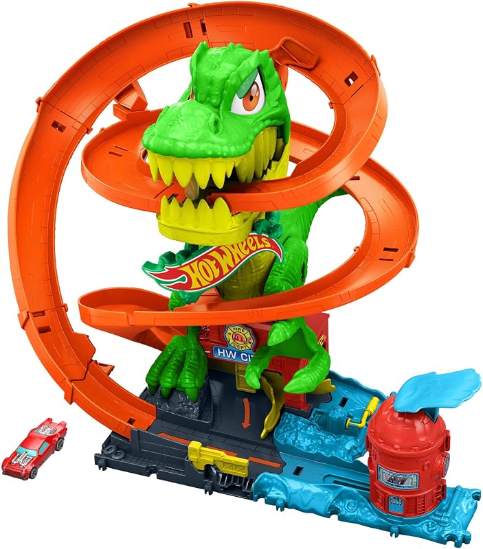 City T-Rex Flammenkampf und 1:64 Druckguss-Auto