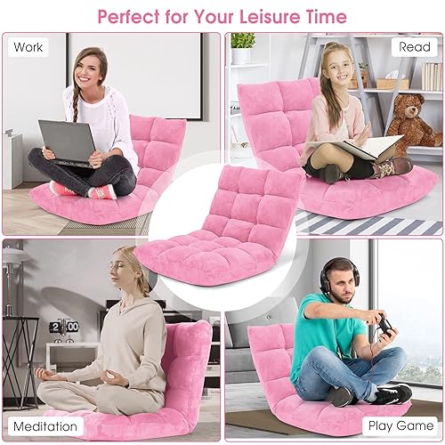 Giantex Floor Chair with Back Support, Folding Sofa Chair with 14