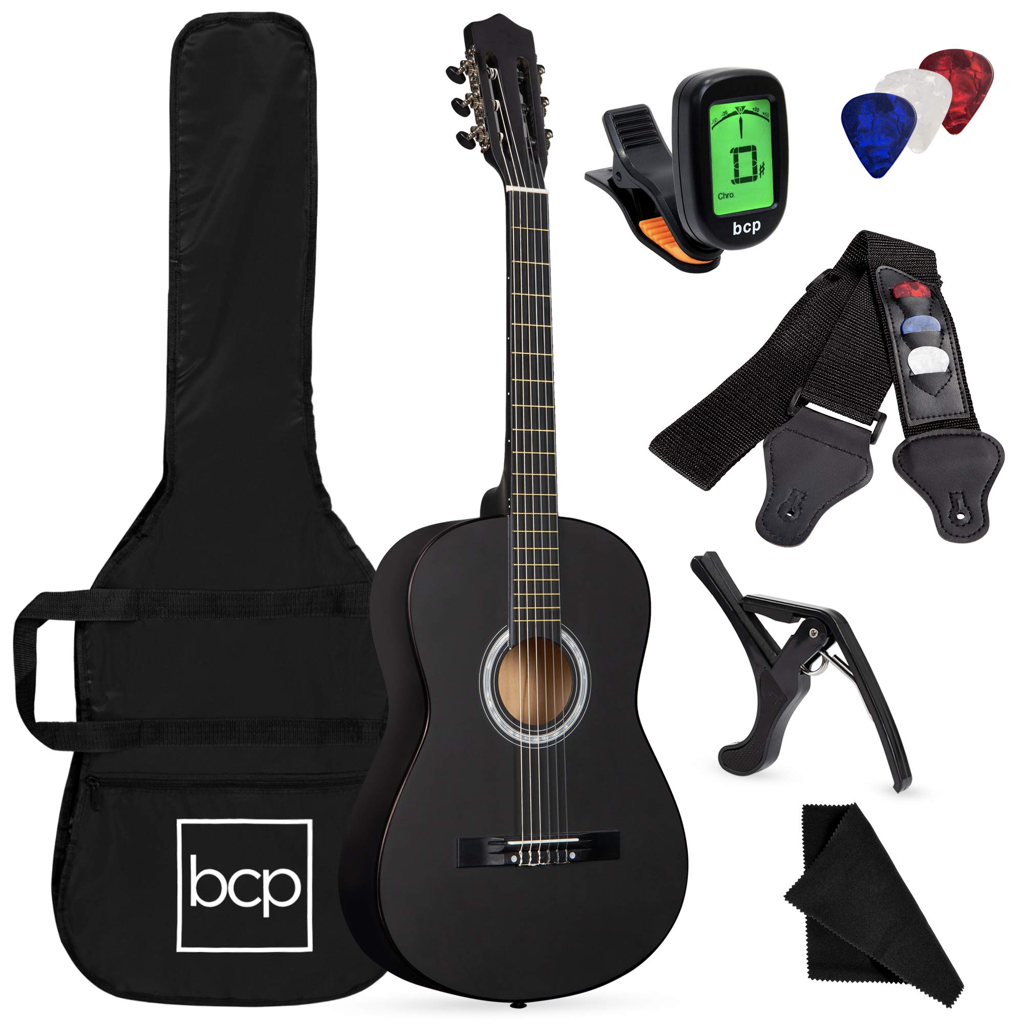 Best Choice Products 38in Beginner All Wood Acoustic Guitar Starter Kit