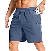 GGJ Men's Lightweight Athletic Shorts with 2 Zipper Pockets 7"/5"/9" Gym Workout Running Quick Dry Tennis Shorts for Men