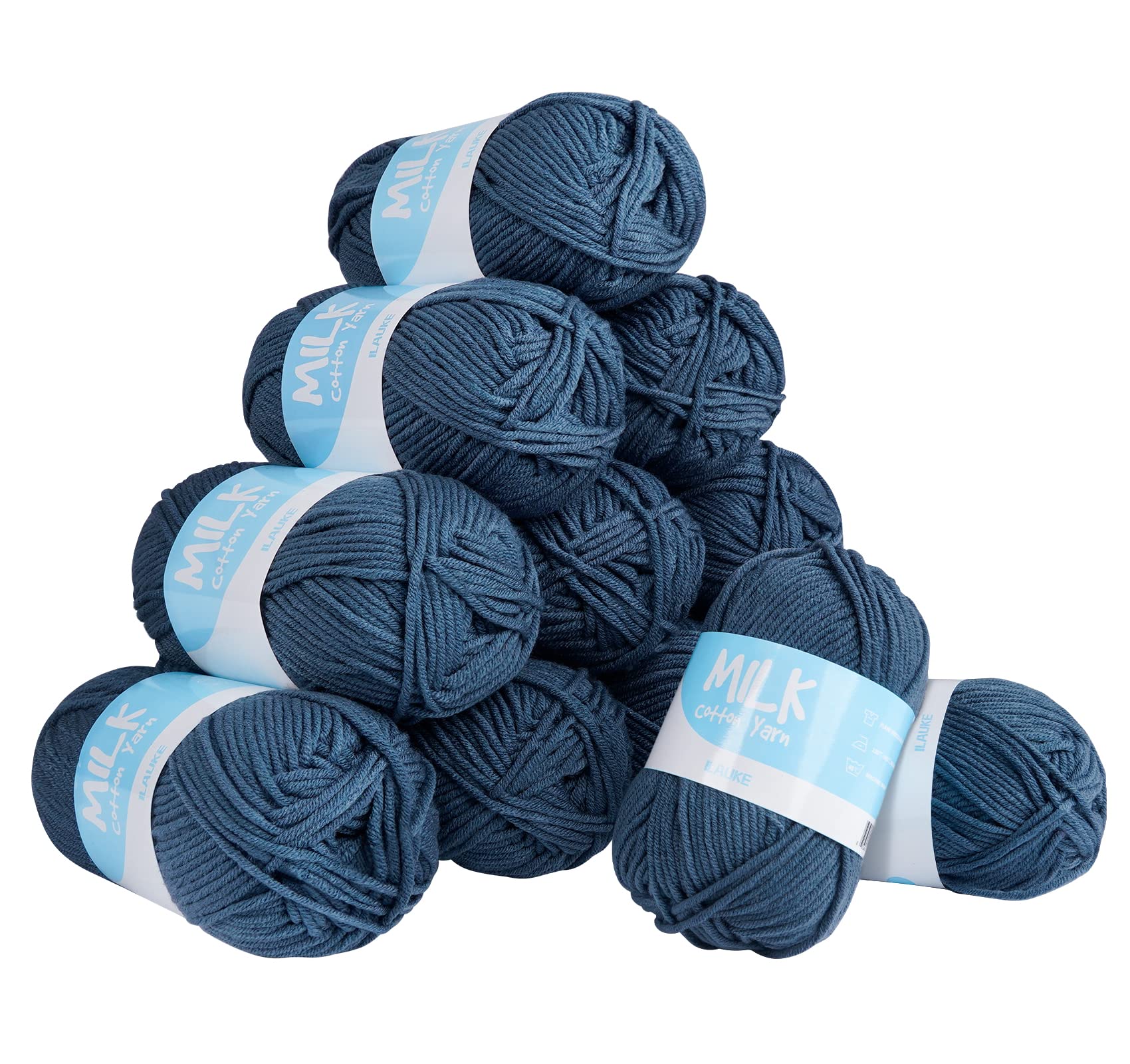 12 Pack Double Knitting Yarn, ilauke Acrylic Yarn for Crochet Knitting Yarn, 1200 Metres Professional Knitting Wool for Small Yarn Projects Handcrafts, Hats, Gloves (Royal Navy)