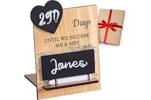 PRAZOLI PRODUCTS Prazoli Wedding Countdown Chalkboard Calendar, Timer & Sign - Personalized, Fun, Cool & Unique Bridal Party & Engagement Shower Decorations | Gifts for Couples, Bride to Be, & Newly Future Mrs