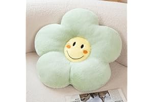 AmyToo 17” Green Flower Pillow Flower Shaped Throw Pillow Colorful Smile Daisy Flower Pillows Seating Cushions for Adults Kids Throw Pillows Couch Decor
