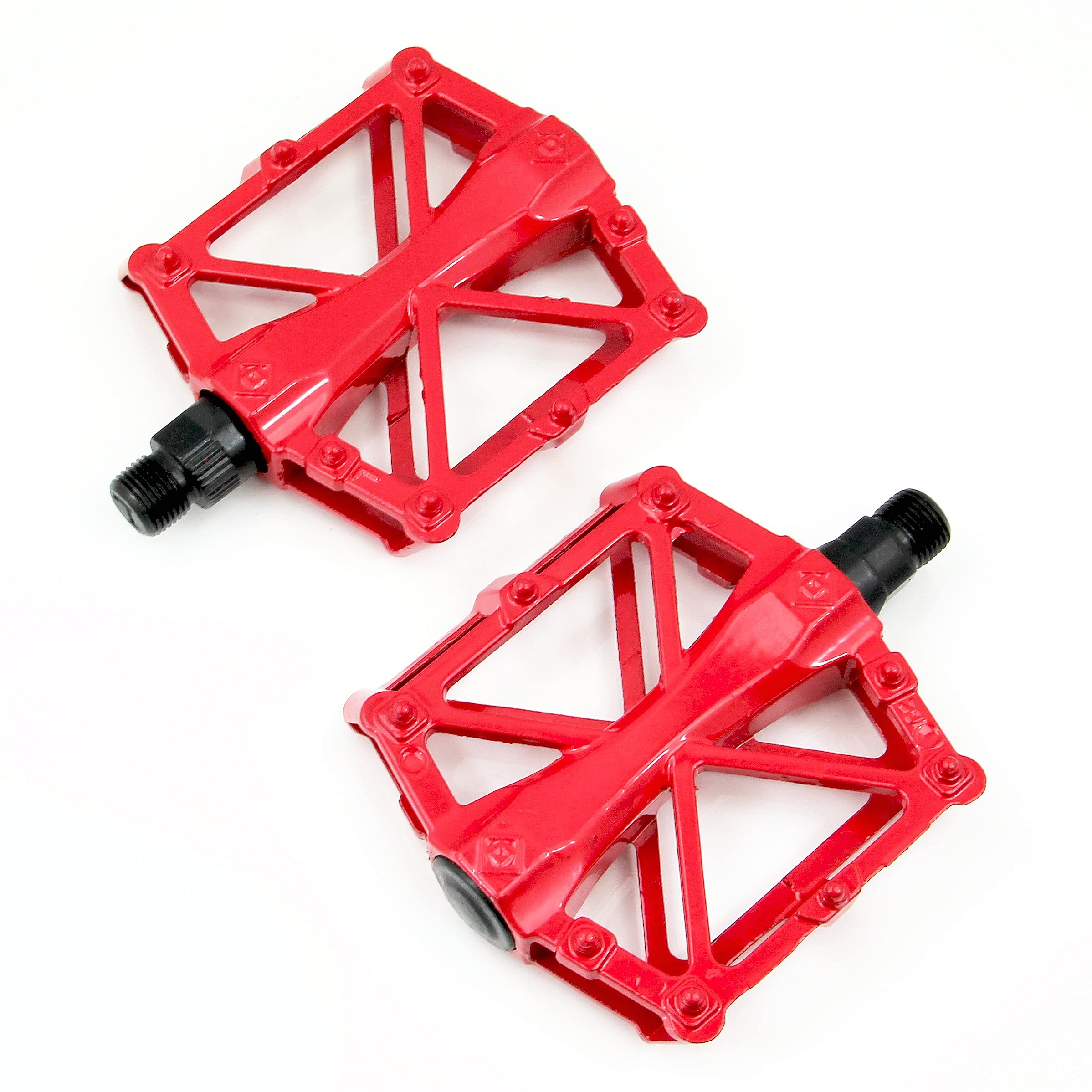 Pair of Cycling BMX Mountain Bicycle Bike Pedals 9/16" Bearing Metal Heavy Duty (RED)