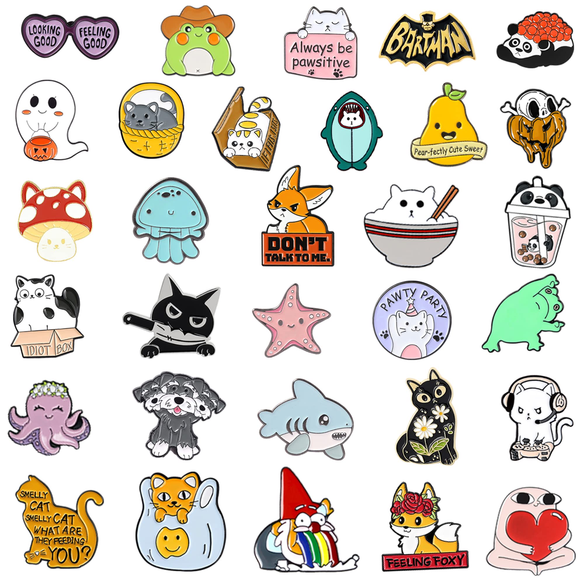 SINCCO 20/40/50 PCS Cute Enamel Backpack Pins, Funny Enamel Pins Bulk Set Cool Button Pins Aesthetic Brooch Lapel Pins Anime for Backpacks, Jackets, Hats, Kids, Girls