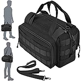 MOZETO 12 inch Tool Bag, Water-Resistant Small Tactical Tool Bag, Durable Handle Tool Bags for Men with Shoulder Strap (Black)