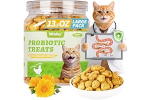 Wellix 13.5oz Probiotic Health Supplement Cat Treats for Indoor Cats - Chicken Flavor Kitten Snacks for Gut+Immune Health - Add Fos & Inulin Cat Training Biscuits