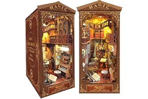 ZHICONG DIY Book Nook kit，Book Nook Shelf Insert 3D Wooden Puzzle，Book Nook Miniature kit with LED，Creative Crafts rolife Book Nook Suitable for Collection and Decoration.…