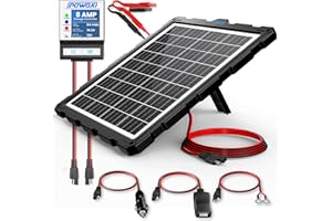 POWOXI-Upgraded-20W-Solar-Battery-Charger-Maintainer, External Smart 3-stages PWM Charge Controller, 12V Solar Panel Trickle 