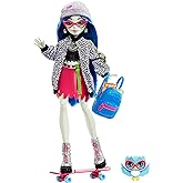 Monster High Ghoulia Yelps Posable Doll (10.3 in) with Blue Hair, Pet and Accessories