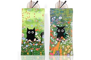 Anikathy 2Pcs Sunglass Eyeglass Glasses Case Soft PU Leather with Cleaning Cloth Cute Glasses Pouch Bag for Men Women Girs