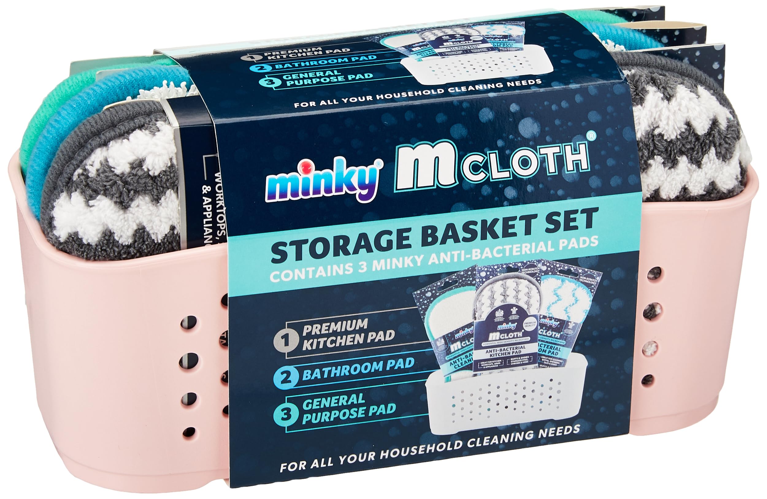 Minky Pink M Cloth Storage Basket Set
