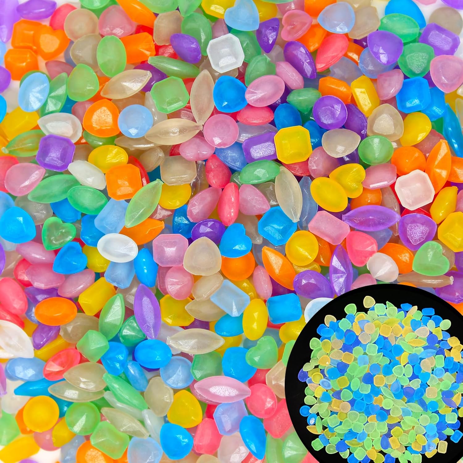 Hardscaping Materials - 1000pc Glow in The Dark Stones Glowing Garden Pebbles Gemstone Shaped Luminous Rocks Outdoor Decoration Stones for Lawn Patio Walkway,Color