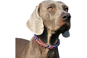 KEPUDENGEN Adjustable Dog Necklace with Elegant Sparkling Colorful Crystal Pearl Beads,Perfect for Parties,Birthdays,Soft and Comfortable, Handmade