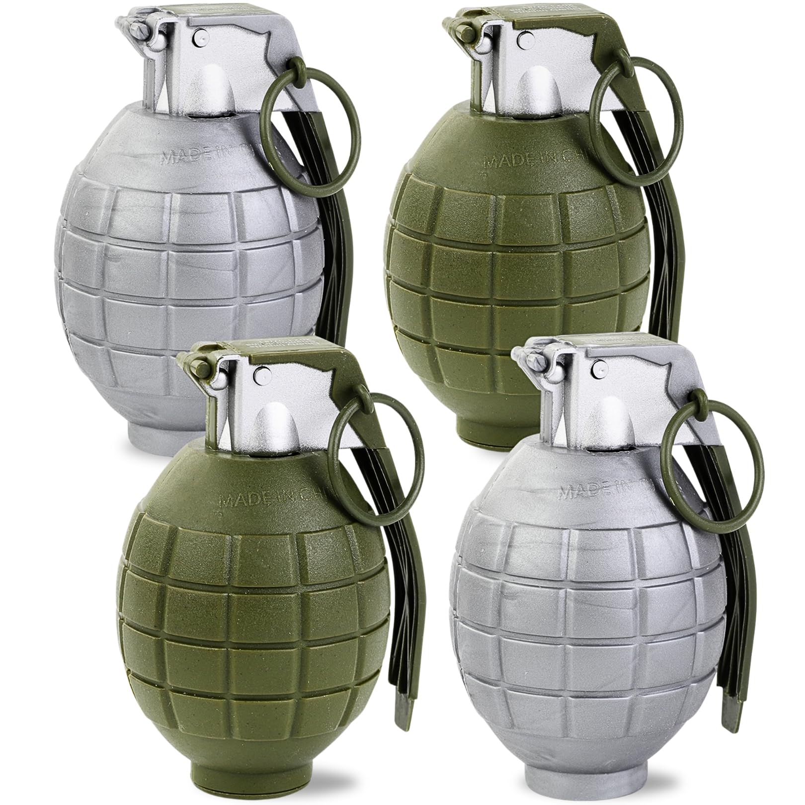 Photo 1 of Liberty Imports 4 Pack Kids Toy Military Army Pretend Play Plastic Hand Grenades with Realistic Sound Effects