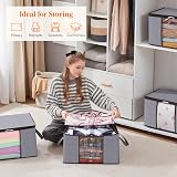 Lifewit 50L Clothes Storage Bags 3 Pack Large Storage Box With Lid Grey view 6