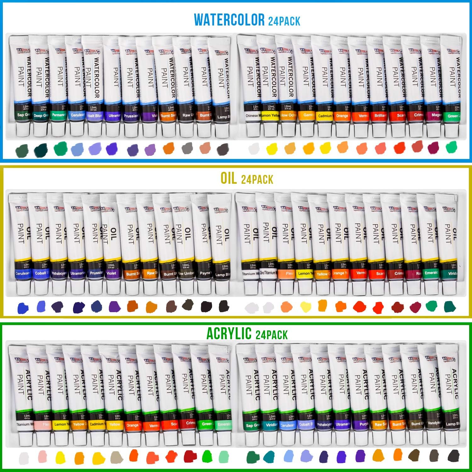 US Art Supply 133pc Deluxe Artist Painting Set with Aluminum and Wood Easels, Paint and Accessories : Office Products