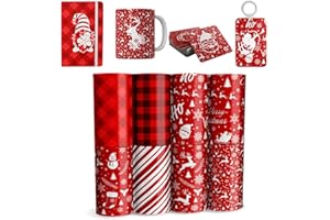 LUCKY GODDNESS Christmas-Elk-Sublimation Transfer Ink Sheets-12"x4.5"Sublimation Paper for T-Shirts Mugs Bags,8pcs/Set