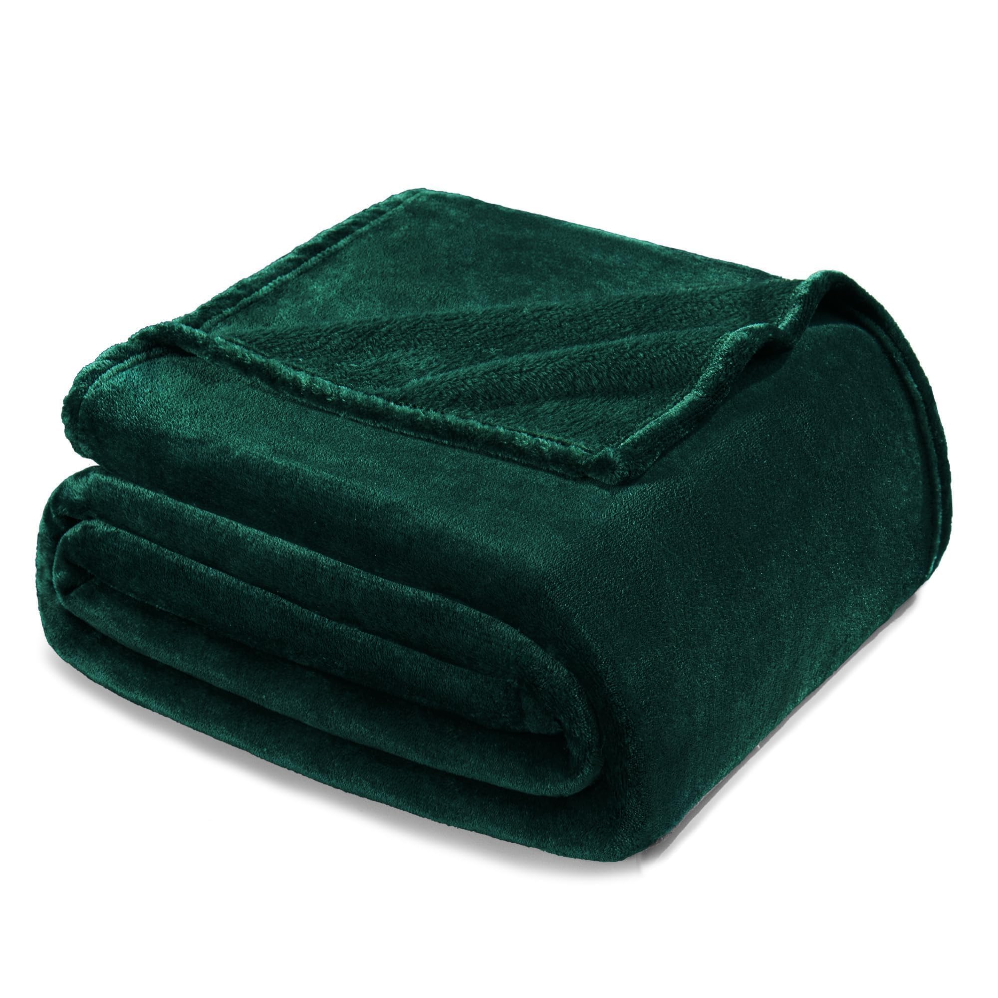 Exclusivo Mezcla Fleece Blanket Double Size for Bed, Super Soft and Warm, All Season Use, Cozy, Plush, Lightweight, 230x168 CM, Forest Green