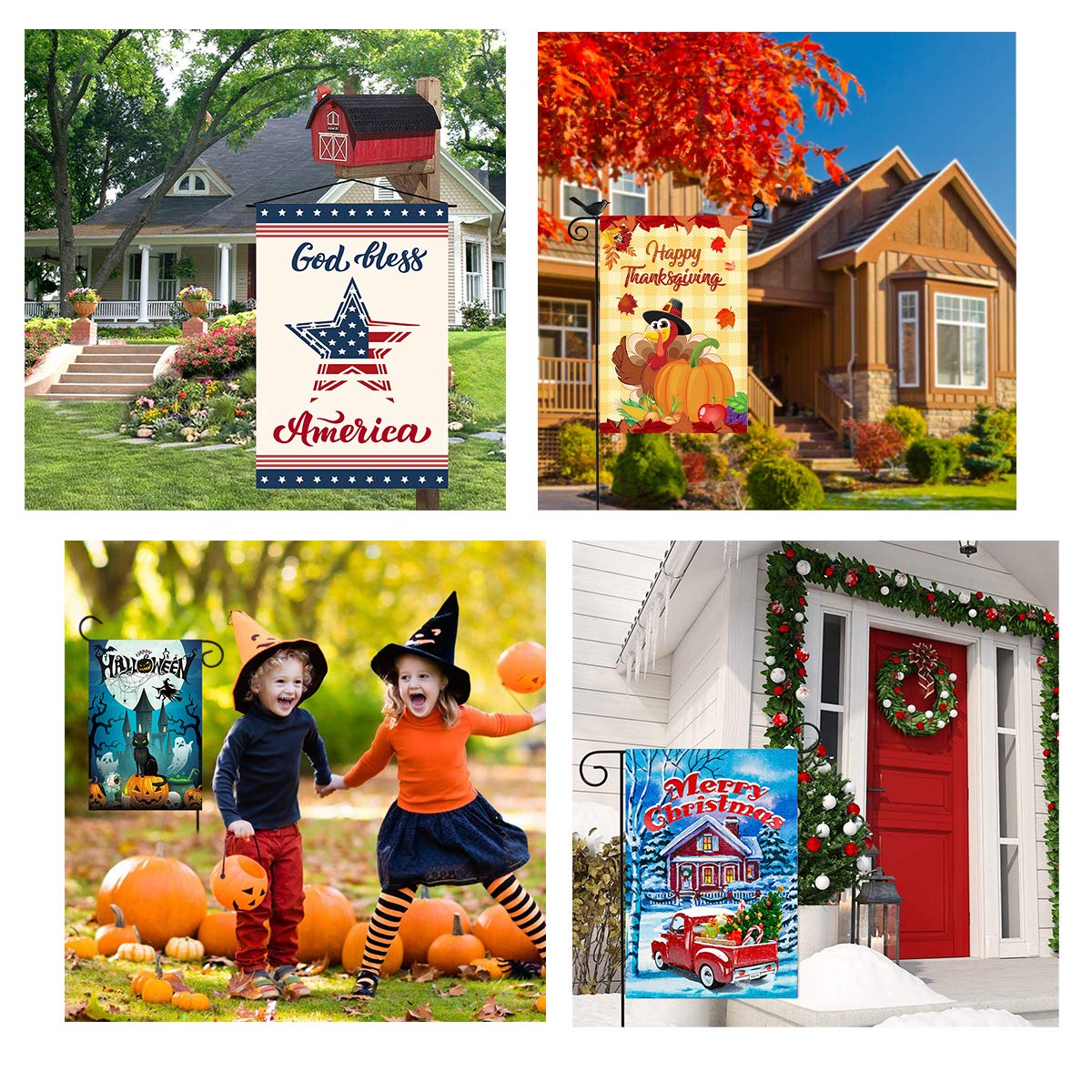 Yileqi Seasonal Garden Flags Set of 12 Double Sided Summer 4th of July Garden Flag, Small Yard Flag for Holiday Outdoor Decorations 12.5x18 Inch, with Free Anti-Wind Clip and Stopper