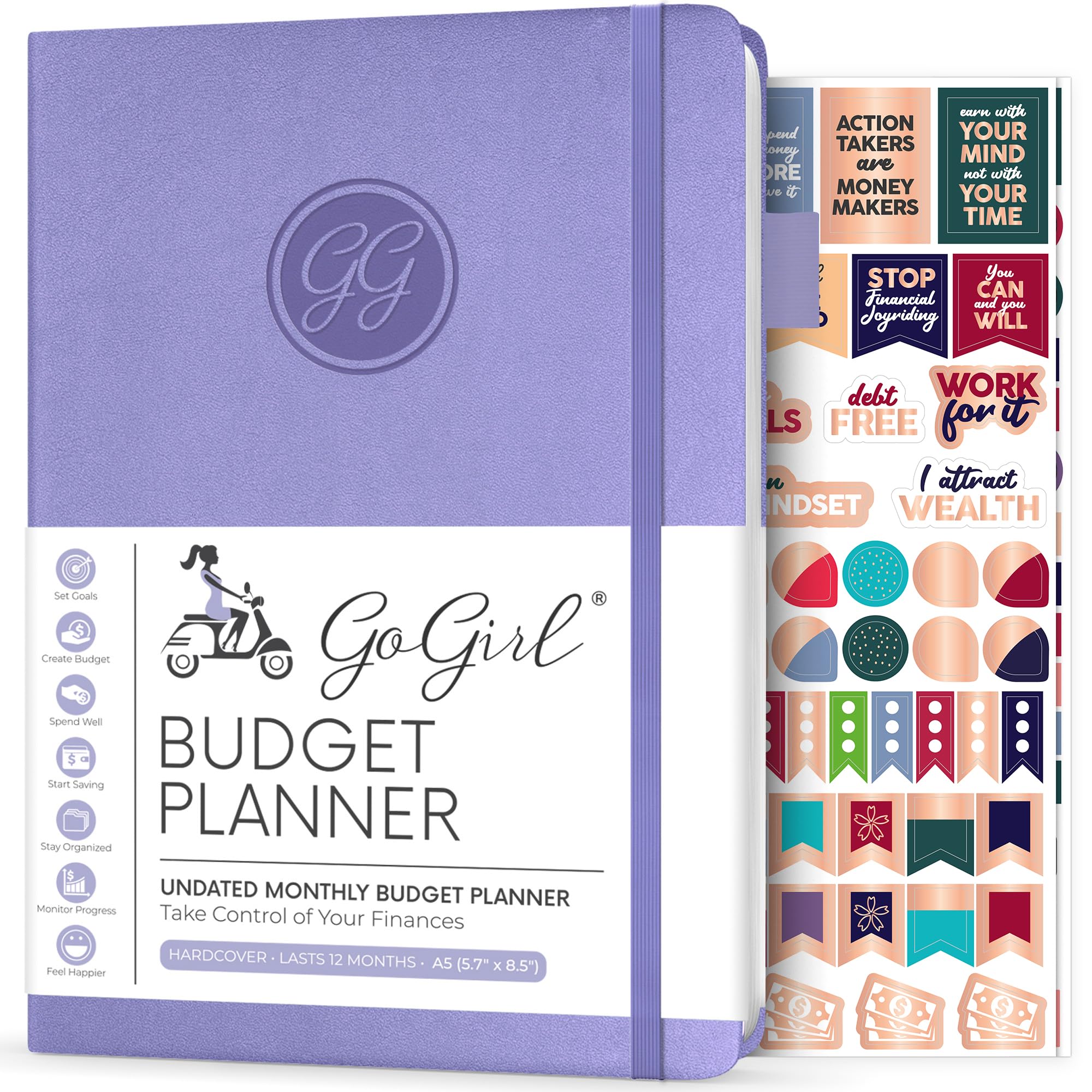 GoGirl Budget Planner – Monthly Financial Planner Organizer Budget Book. Expense Tracker Notebook Journal to Control Your Money. Undated – Start Any Time, A5 Size, Lasts 1 Year – Lavender