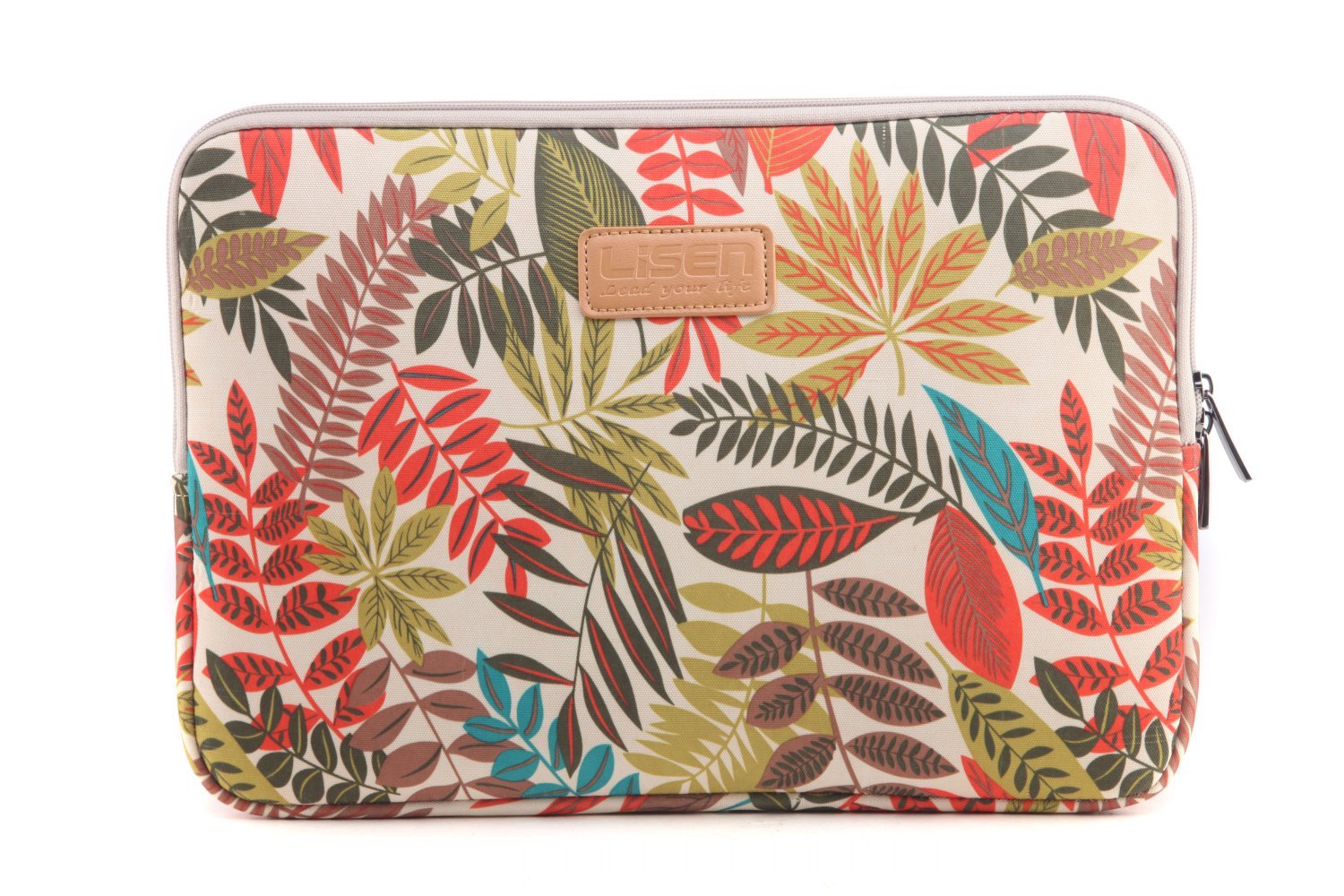 fdsmall Laptop Sleeve, 13-13.3 Inch, Notebook Carrying Case - Waterproof, Shock Resistant Bag (Khaki Leaves)