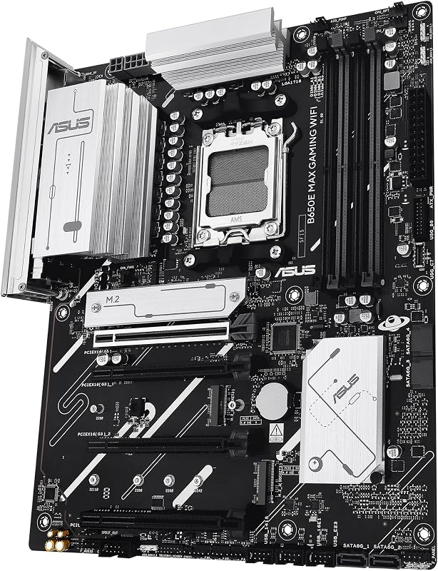 B650E MAX Gaming WiFi - Motherboard AMD B650 ATX, DDR5, PCIe 5.0, três ranhuras M.2, Wi-Fi 6E, Realtek 2.5Gb Ethernet, DisplayPort, HDMI, USB 10 Gbps Tipo-A e Tipo-C, BIOS Flashback, Aura Sync