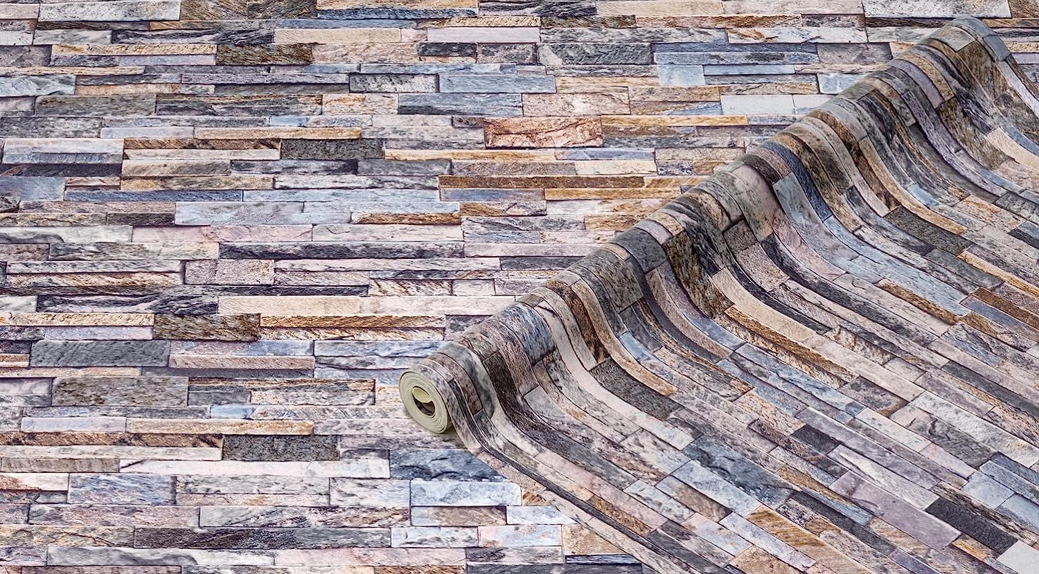 d-c-fix Ceramics Wall Covering - Wall Wallpaper Tile Mirror Wallpaper Design Renovation Upcycling Wall Kitchen Bathroom Bedroom Living Room Laundry Room - Stone Wall Blue/Grey 67.5 cm x 4 m