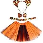 yeabwps 4 Pieces Tiger Costume Set Headband Tail Bow Tie Tutu Skirt Animal Fancy Costume Kit Accessories for Halloween Animal Cosplay Birthday Party Stage Performance