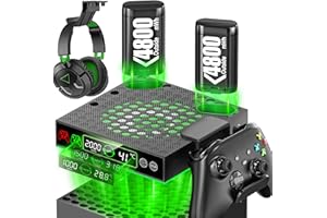 LVVIL Cooling Fan with 2 Packs 4800mWh Rechargeable Battery for X box Series X/S Console, Built-in Auto Adjustable Cooling Sy