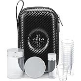 Uiifan 1 Set Portable Communion Cups and Wafer Set, Black | 12 Cups, 1 Wine Bottle, 1 Bread Tin, 1 Clear Bottle for Holy Oil, Gifts for Catholic Priests Travel, Home Visits, Wedding