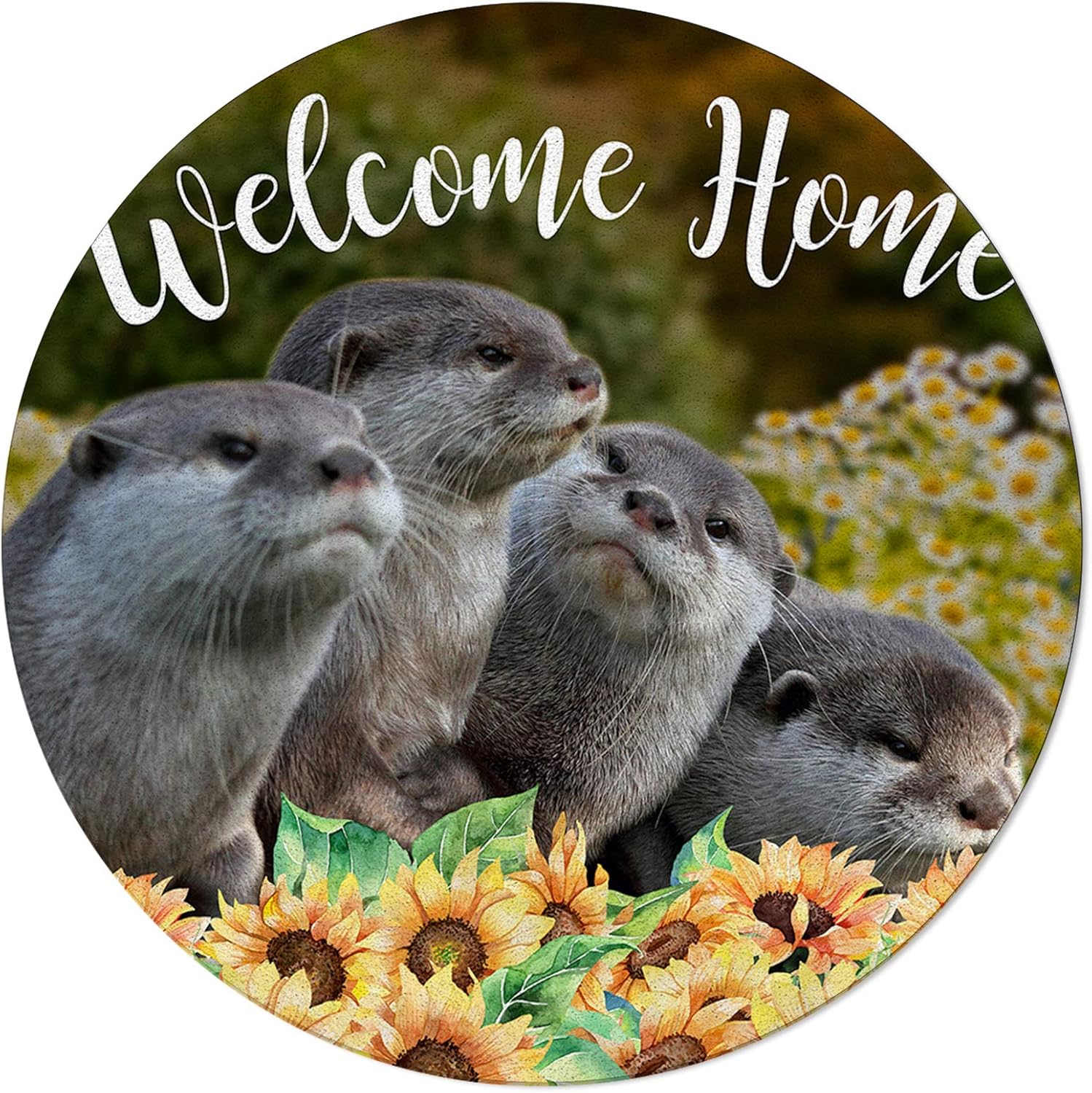 Round Area Rugs Otter And Sunflowers Soft Indoors Living Room Bedroom Children Playroom Kitchen Mats Cute Animal Wildlife Welcome Non Slip Rubber Backing Yoga Carpets 6 Ft Diameter Amazon Co Uk Kitchen Home