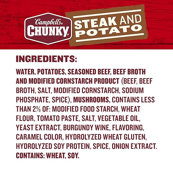CAMPBELL’S CHUNKY SOUP, STEAK AND POTATO SOUP, 16.3 OZ CAN