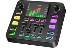 P PUPGSIS Pupgsis Gaming Audio Mixer, Usb Audio Interface for pc,1/4 xlr interface，Sound Board With voice changer, Pro-Preamp, Noise Cancellation, RGB, Bluetooth For Streaming/Podcasting/Gaming/Content Create