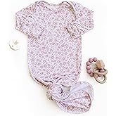 Sorrel + Fern Baby Gown – Super Soft Knotted Gown with Bottom Tie and Hand Mittens – For Baby Boys and Girls, Infant, Newborn
