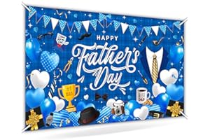 Avezano Happy Father's Day Banner Happy Fathers Day Decorations for Party Blue Happy Fathers Day Backdrops for Photography Father's Day Sign Banner for Indoor Outdoor Decor 70.8 x 43.3 Inch