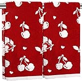 JarThenaAMCS 2Pcs Cherry Hand Towels Red Cherry Cotton Bathroom Towel Decorative Absorbent Bath Towel for Valentines Home Bathroom Kitchen Decor Gift, 13.4 x 29.1 Inch
