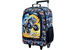 FTJCF 18" Kids Suitcase for Boys, Car Toddler Carry on Luggage with Wheels, Cool Travel Rolling Set(Black)