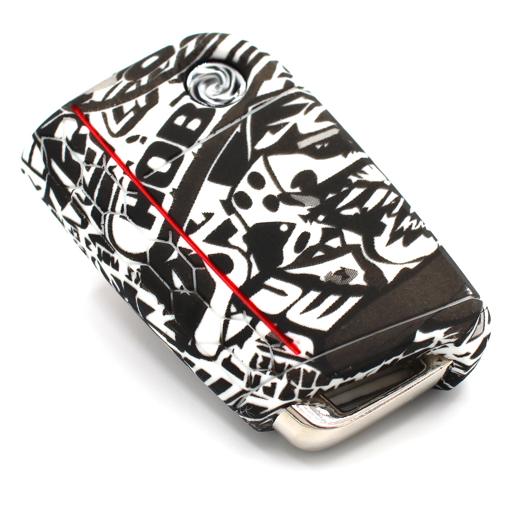 Key Case VB for 3 Buttons Car Key Silicone Cover Key Case Protective Cover (Stickerbomb)