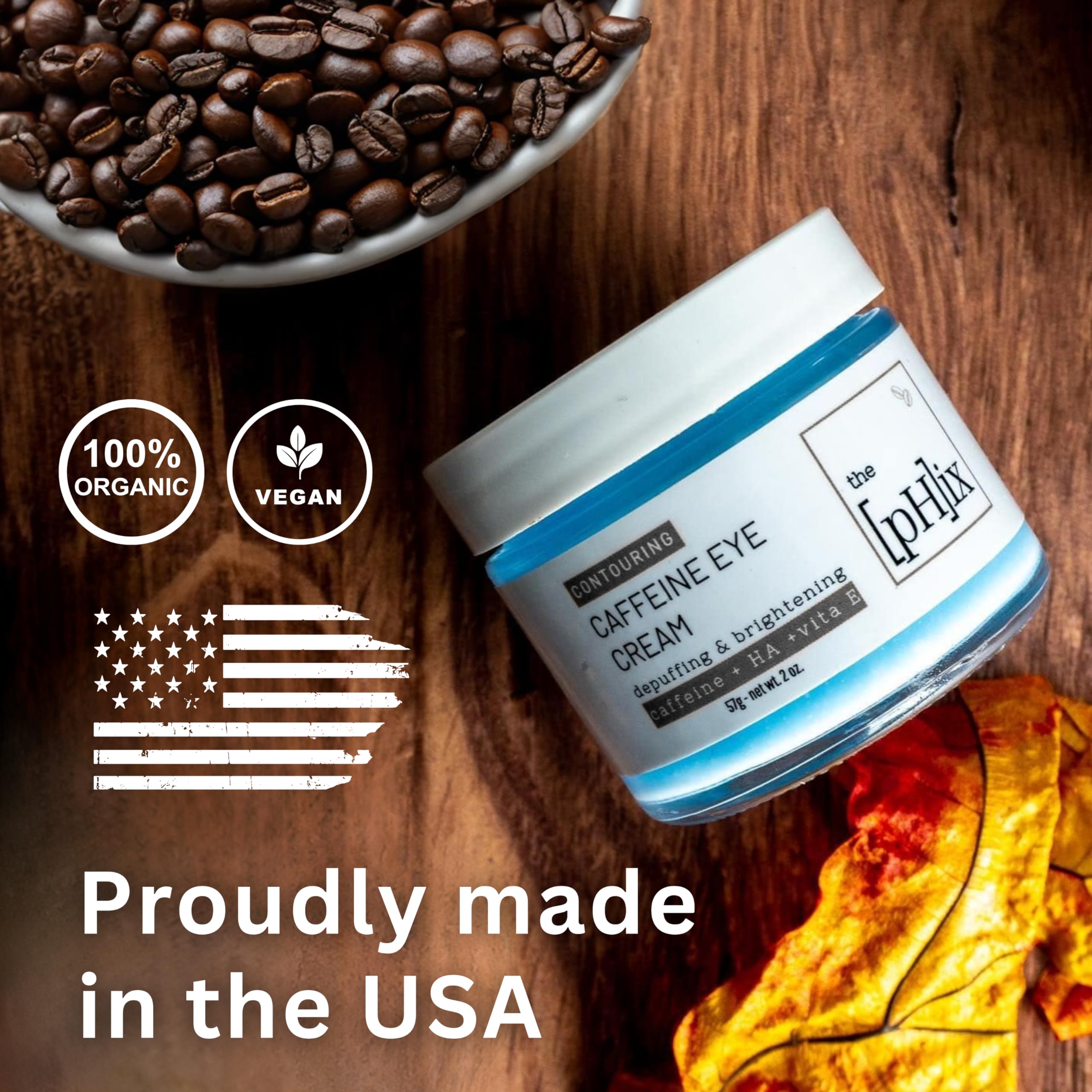 Caffeine Eye Cream with Hyaluronic Acid, Vitamin E, Vitamin K - Vegan (For Dark Circles Under Eyes, Face Puffiness, Facial Wrinkles, and Fine Lines)