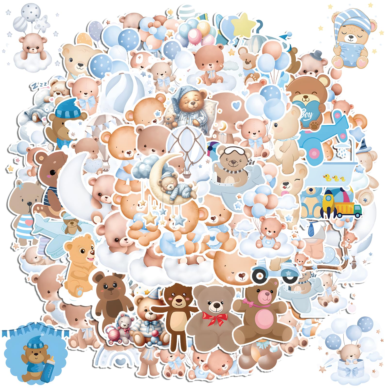 Photo 1 of 100pcs Baby Stickers for Scrapbooking Cute Baby Bear Stickers Bulk Kawaii Babies Shower Sticker Babies Boy Sticker for Water Bottles Kids Classroom Rewards Supplies Party Supply