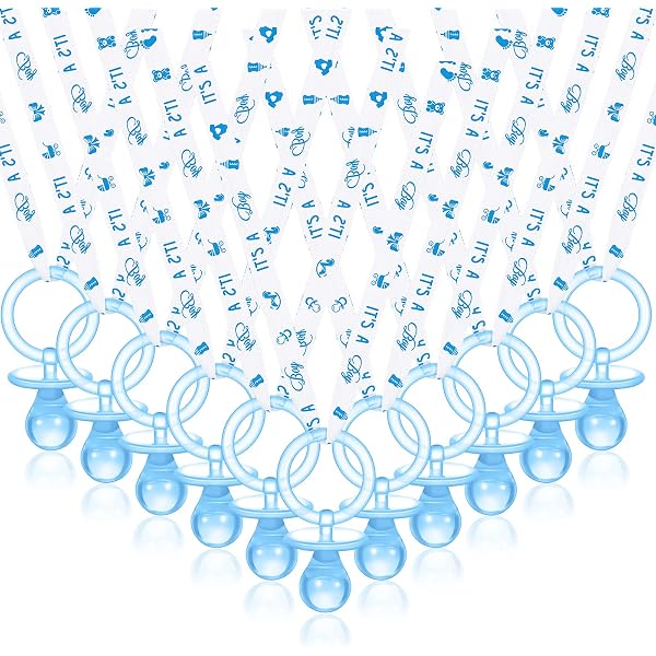 36PC Green It's A Boy Baby Shower Pacifier Necklace Acrylic Favors...