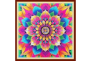 Findvoor Stamped Cross Stitch Kits for Beginners Full Range of Cross Stitching Embroidery Pattern for Kids or Adults, 11CT DIY Needlepoint Embroidery Starter Kits-Magic Mandala 18x18 inch