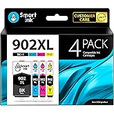Smart Ink Compatible Ink Cartridge Replacement for HP 902XL 902 XL (4 Pack) with Advanced Chip Technology to use with Officej