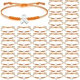 Sasylvia 20/50/100/150 Pcs Leukemia Awareness Bracelets Orange Ribbon Bracelets Leukemia Lymphoma Cerebral Cancer Awareness Support Wristbands for Women Man Social Charity Welfare Event