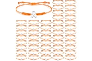Sasylvia 20/50/100/150 Pcs Leukemia Awareness Bracelets Orange Ribbon Bracelets Leukemia Lymphoma Cerebral Cancer Awareness Support Wristbands for Women Man Social Charity Welfare Event