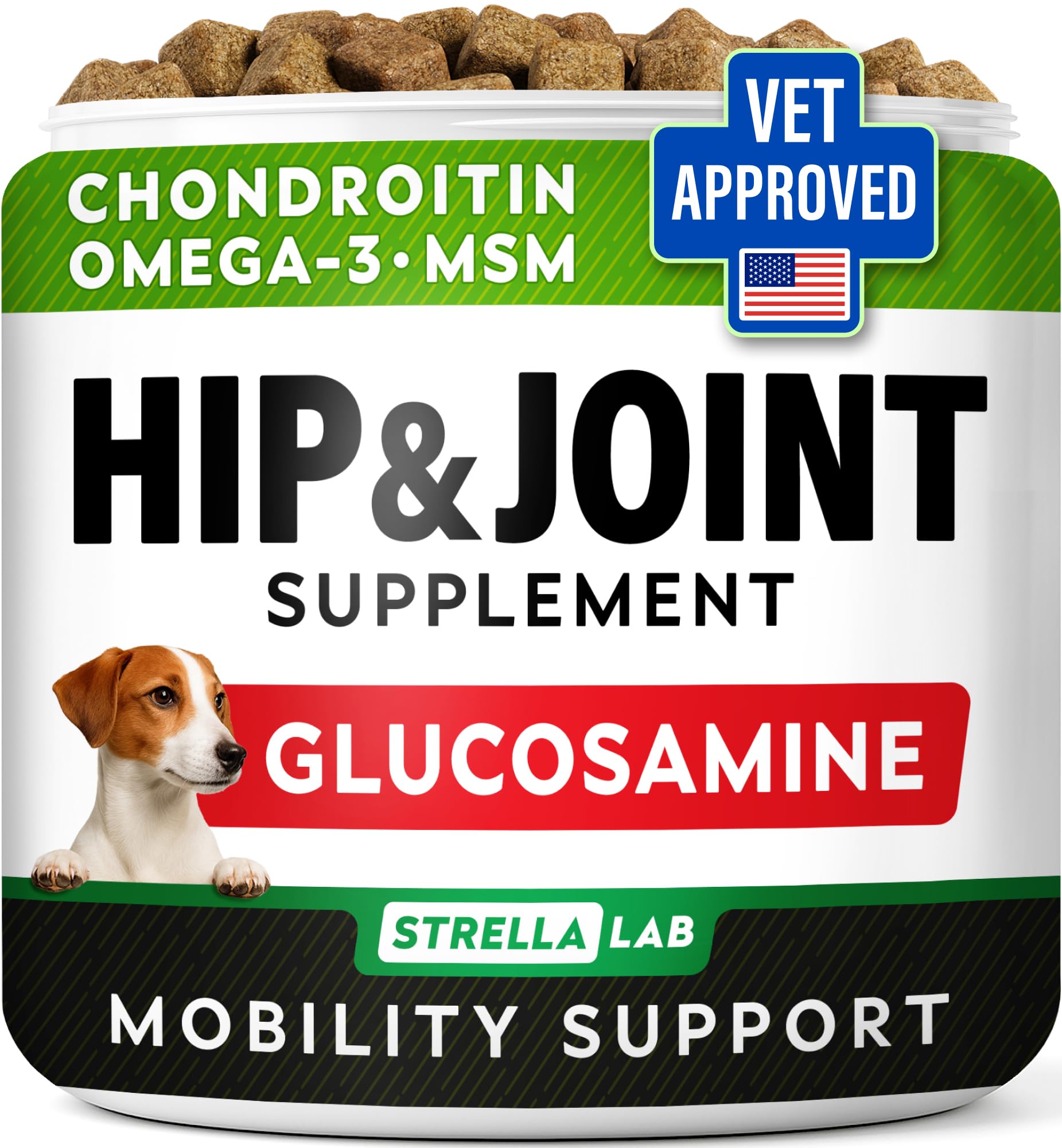 Hip & Joint Glucosamine Supplement Treats for Dogs - Chondroitin, Omega ...