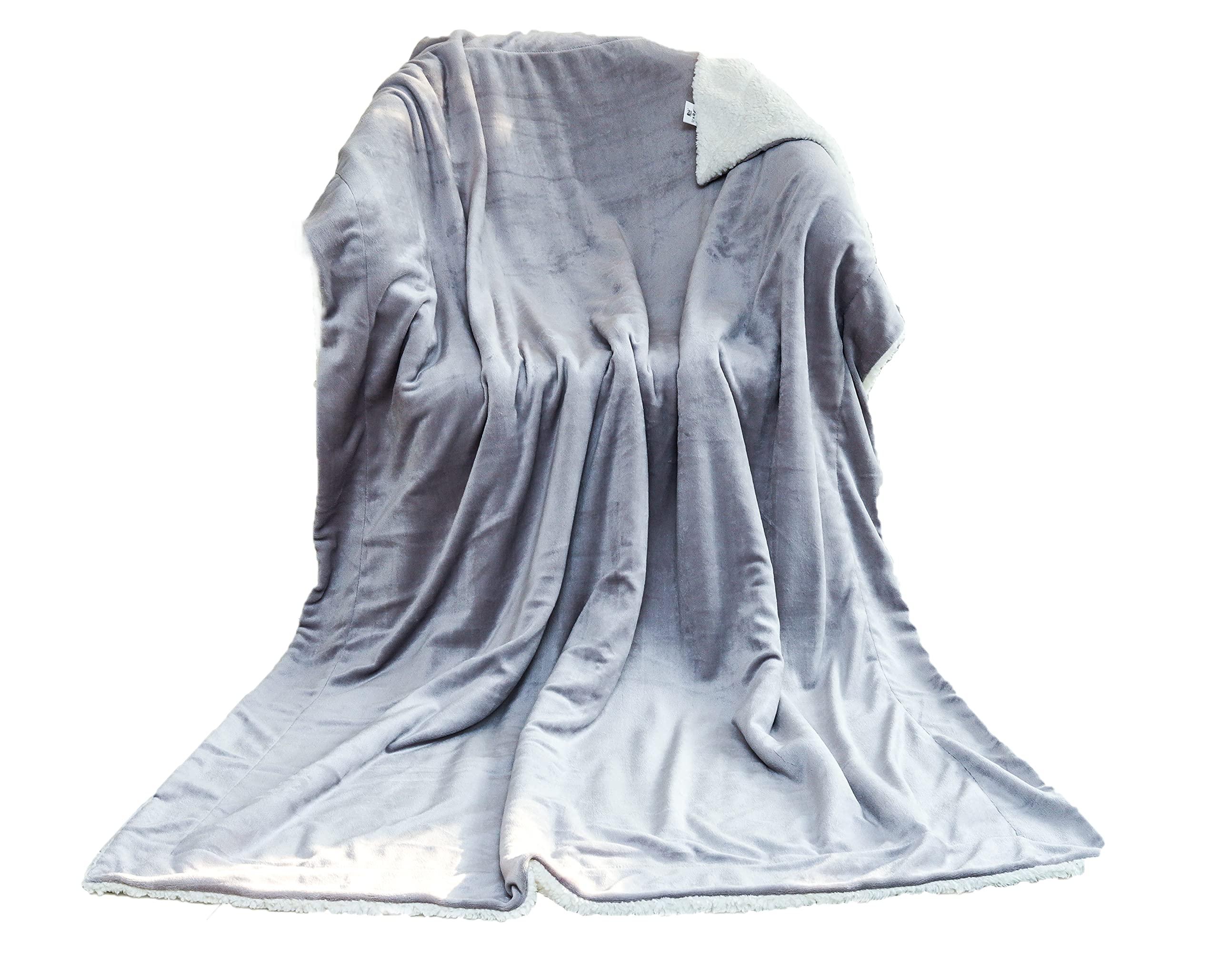 funky gadgets Sherpa Fleece Blanket Bed Throws Blankets For Sofas Fluffy Soft Thick Warm Blanket- Blanket Throws for Travel Silver Light Grey Double,150x200cm